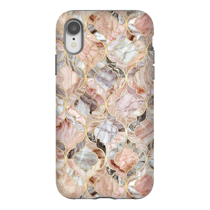 iPhone Xr StrongFit Rosy Marble Moroccan Tiles by Micklyn Le Feuvre