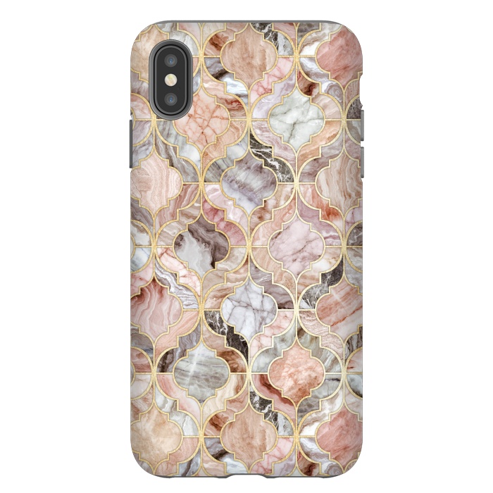 iPhone Xs Max StrongFit Rosy Marble Moroccan Tiles by Micklyn Le Feuvre