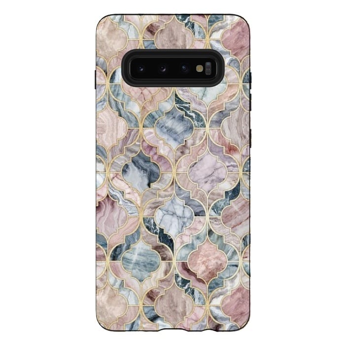 Galaxy S10 plus StrongFit Moroccan Marble Tile Pattern by Micklyn Le Feuvre
