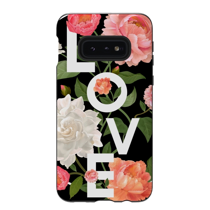 Galaxy S10e StrongFit floral love black by MALLIKA