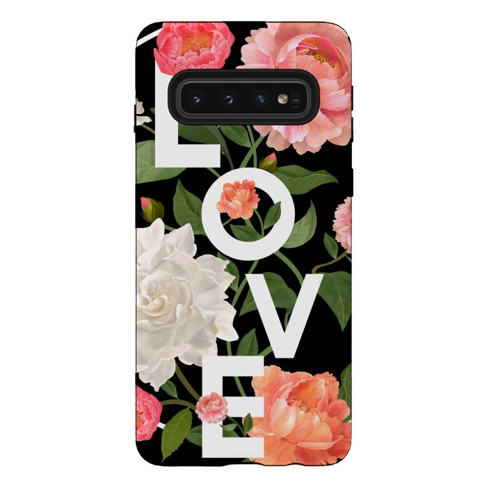 Galaxy S10 StrongFit floral love black by MALLIKA