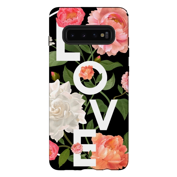 Galaxy S10 plus StrongFit floral love black by MALLIKA