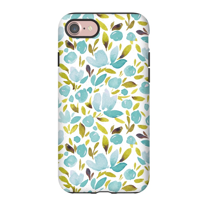 iPhone 7 StrongFit Watercolor Blue Flowers by Allgirls Studio