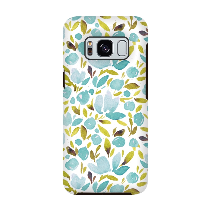 Galaxy S8 StrongFit Watercolor Blue Flowers by Allgirls Studio