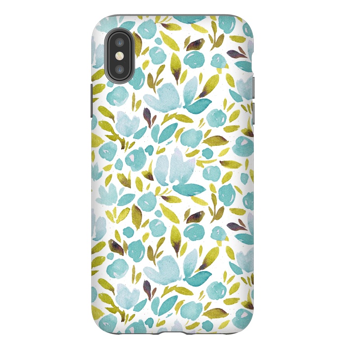 iPhone Xs Max StrongFit Watercolor Blue Flowers by Allgirls Studio