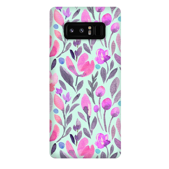 Galaxy Note 8 StrongFit Mint and Pink Flowers by Allgirls Studio