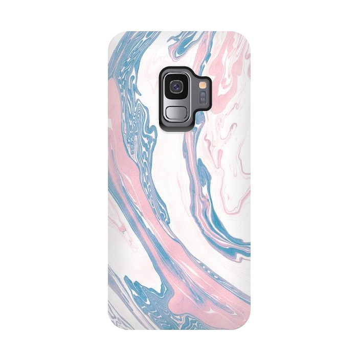 Galaxy S9 StrongFit Blush and Dusty Blue Marble by Allgirls Studio