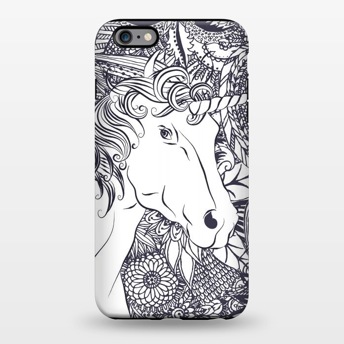 iPhone 6/6s plus StrongFit Whimsy unicorn and floral mandala design by InovArts