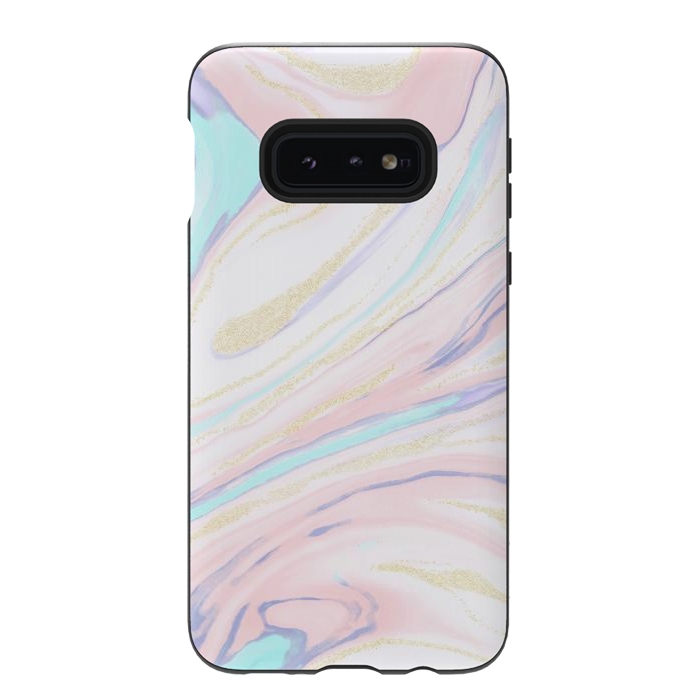 Galaxy S10e StrongFit Modern golden marbleized abstract design by InovArts