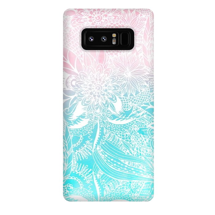 Galaxy Note 8 StrongFit whimsy white floral mandala watercolor design by InovArts