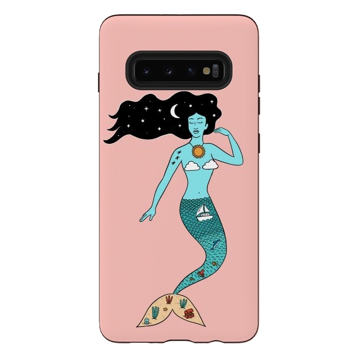 Galaxy S10 plus StrongFit Mermaid Nature Pink by Coffee Man