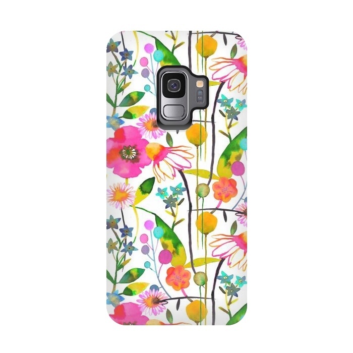 Galaxy S9 StrongFit Happy Spring Flowers by Ninola Design