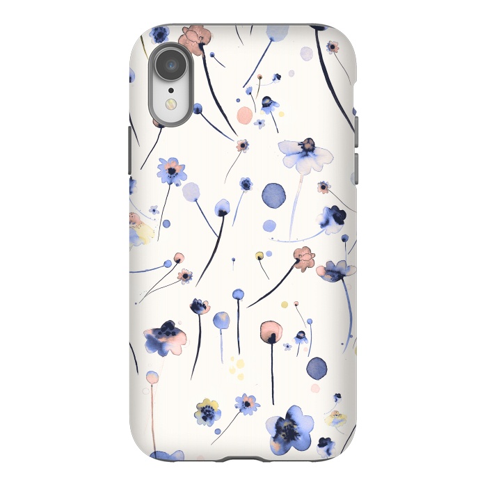 iPhone Xr StrongFit Soft Flowers Blue by Ninola Design