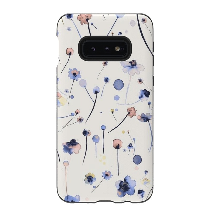 Galaxy S10e StrongFit Soft Flowers Blue by Ninola Design