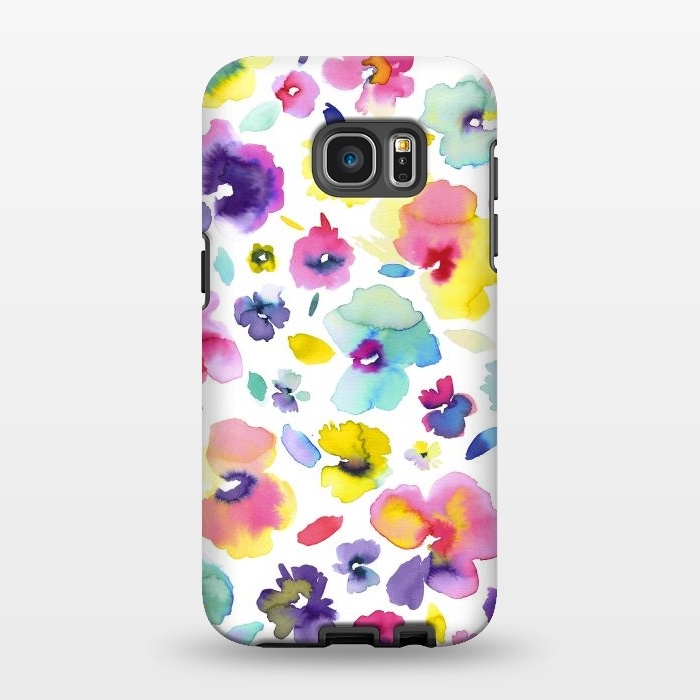 Galaxy S7 EDGE StrongFit Watercolor Tropical Flowers by Ninola Design