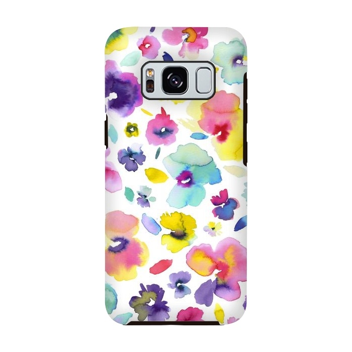 Galaxy S8 StrongFit Watercolor Tropical Flowers by Ninola Design