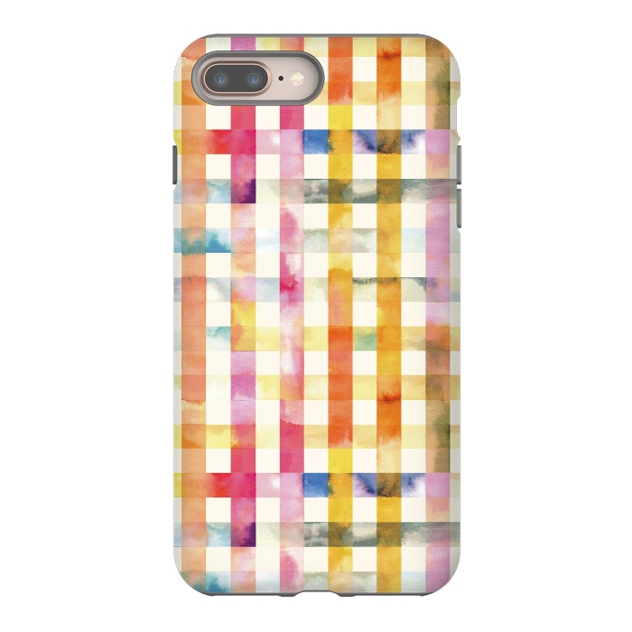 iPhone 7 plus StrongFit Vichy Gingham Watercolor Yellow by Ninola Design