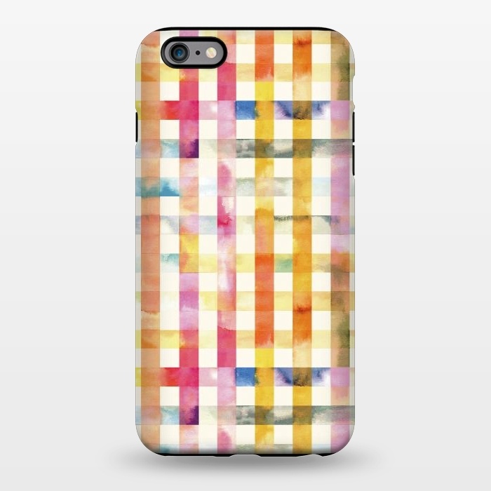 iPhone 6/6s plus StrongFit Vichy Gingham Watercolor Yellow by Ninola Design