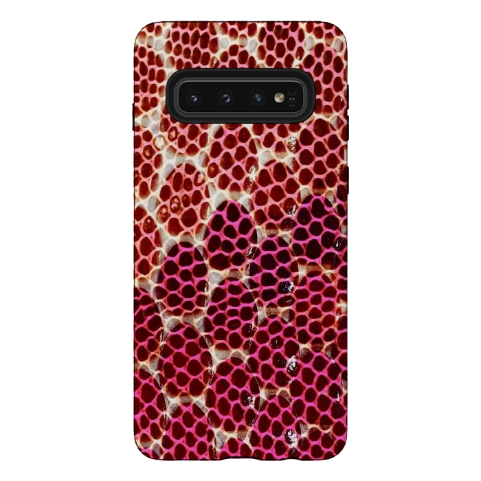 Galaxy S10 StrongFit Pink Snake skin scales by Oana 