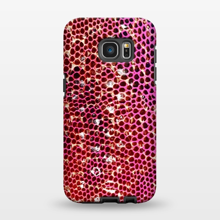 Galaxy S7 EDGE StrongFit Gradient pink red snake skin pattern by Oana 