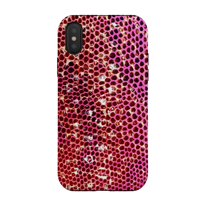 iPhone Xs / X StrongFit Gradient pink red snake skin pattern by Oana 