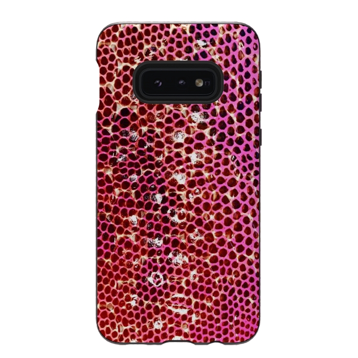 Galaxy S10e StrongFit Gradient pink red snake skin pattern by Oana 
