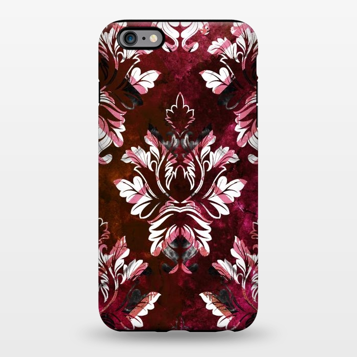 iPhone 6/6s plus StrongFit Rich burgundy marble and silver damask by Oana 