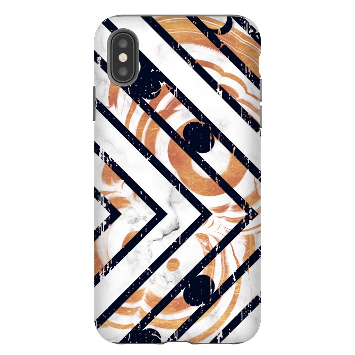 iPhone Xs Max StrongFit Geometric white gold marble stripes by Oana 