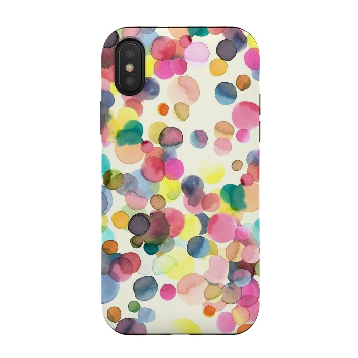 iPhone Xs / X StrongFit Watercolor Colorful Dots by Ninola Design