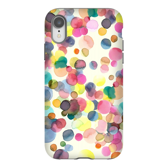 iPhone Xr StrongFit Watercolor Colorful Dots by Ninola Design