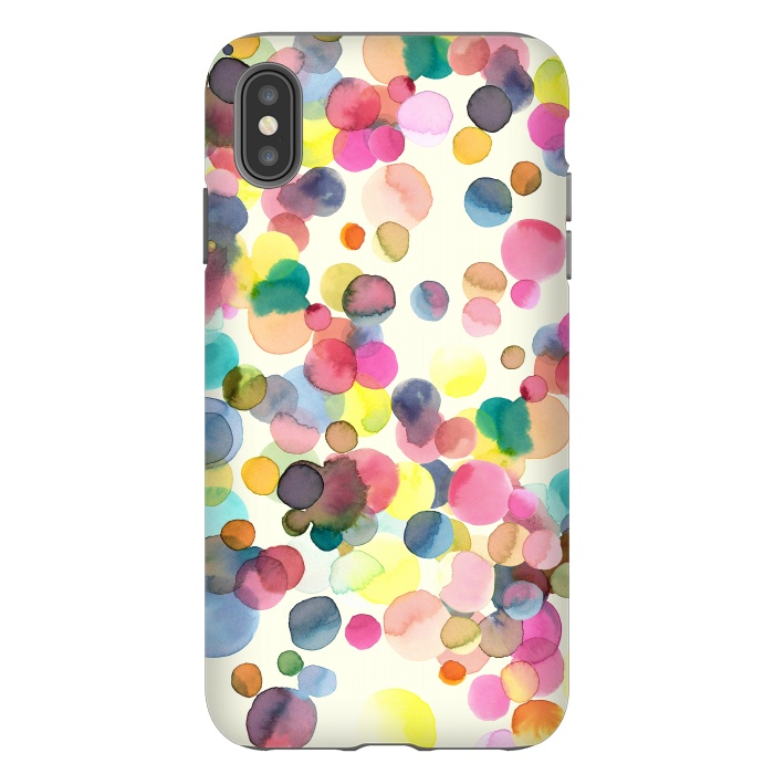 iPhone Xs Max StrongFit Watercolor Colorful Dots by Ninola Design