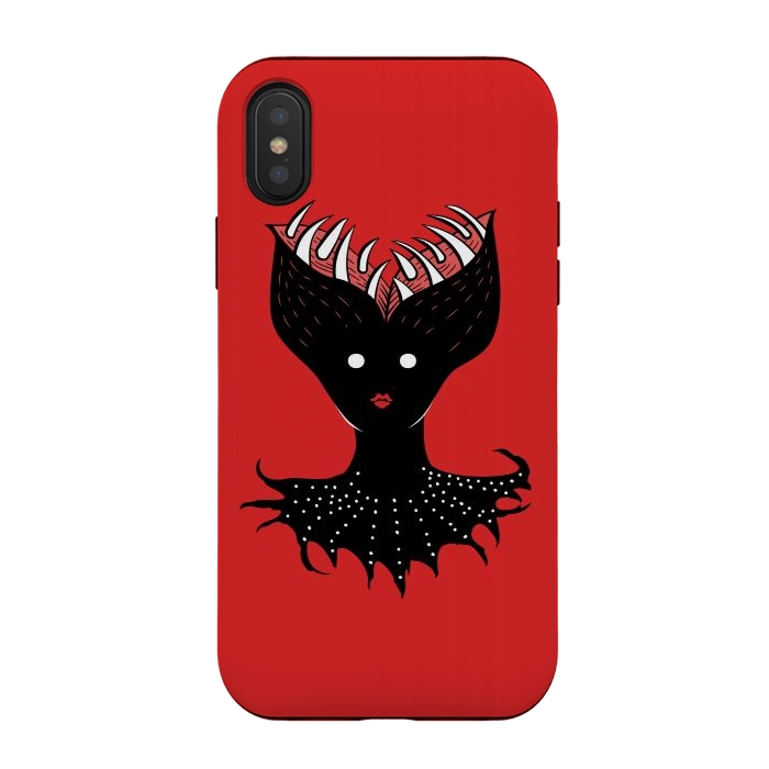 iPhone Xs / X StrongFit Creepy Girl Demon Has Opened Head With Teeth by Boriana Giormova