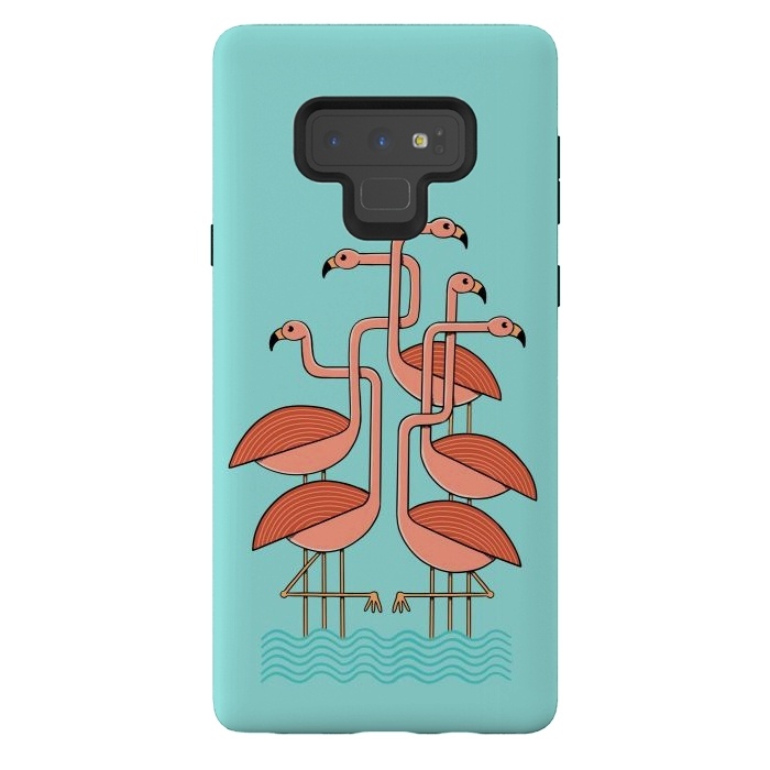 Galaxy Note 9 StrongFit Flamingos by Coffee Man