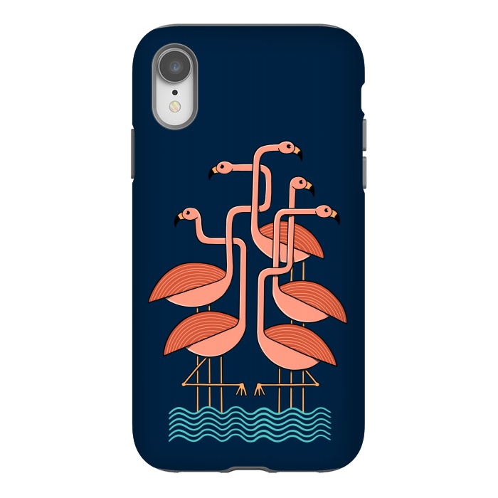 iPhone Xr StrongFit Flamingos blue by Coffee Man