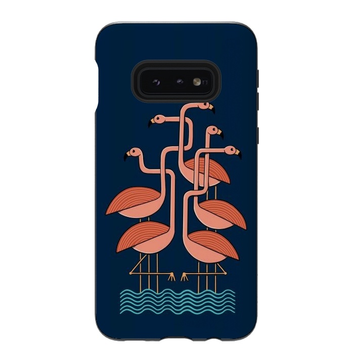 Galaxy S10e StrongFit Flamingos blue by Coffee Man