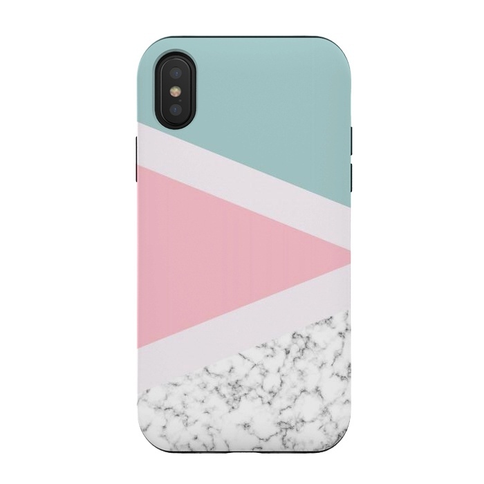 iPhone Xs / X StrongFit Pastel Triangle Marble by Ninola Design