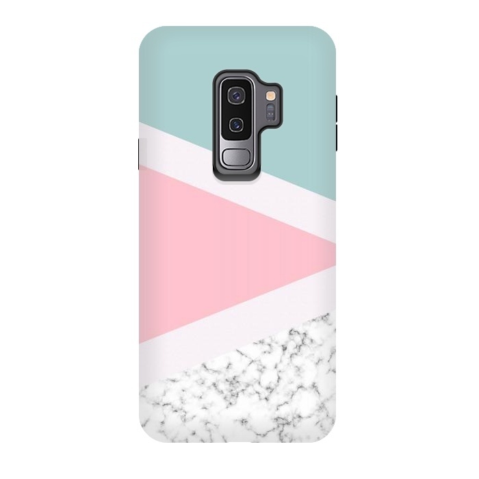 Galaxy S9 plus StrongFit Pastel Triangle Marble by Ninola Design