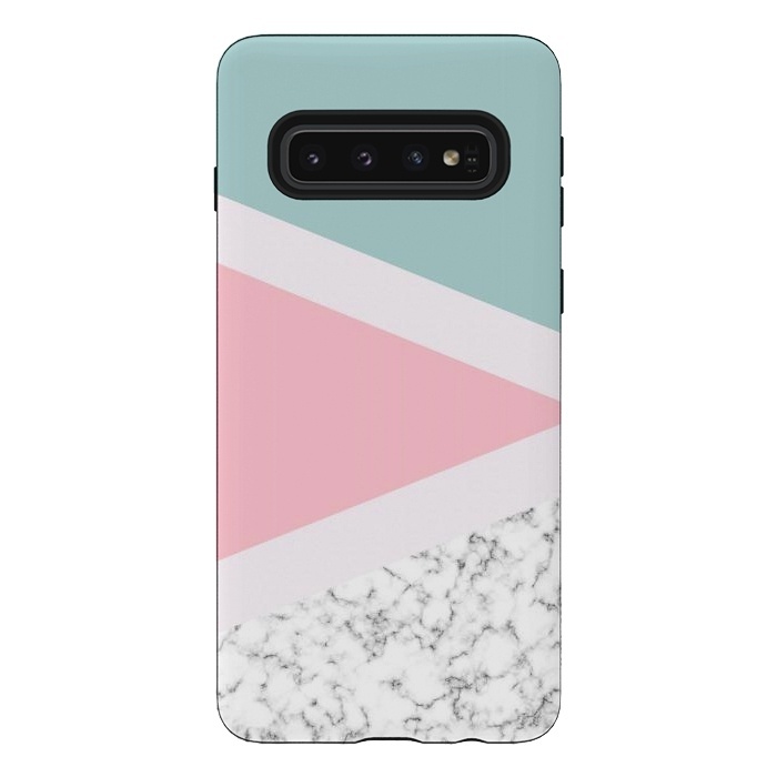 Galaxy S10 StrongFit Pastel Triangle Marble by Ninola Design