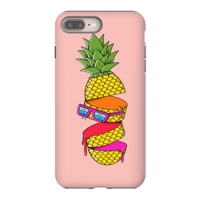 iPhone 7 plus StrongFit Pineapple Colors Pink by Coffee Man