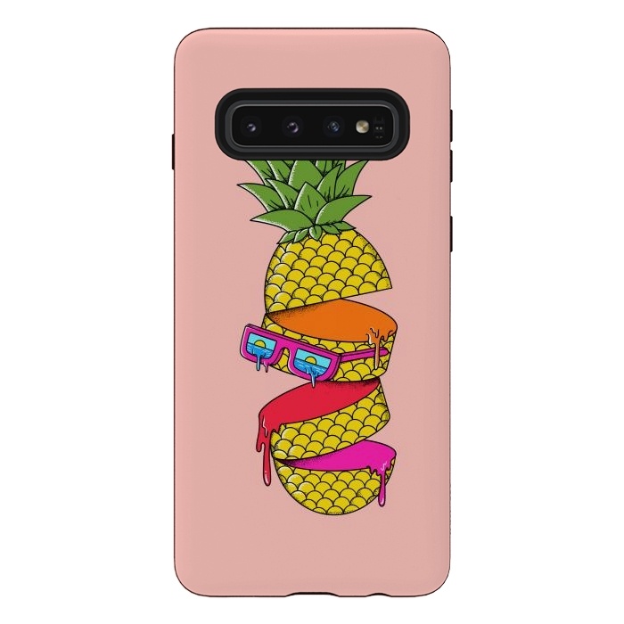 Galaxy S10 StrongFit Pineapple Colors Pink by Coffee Man