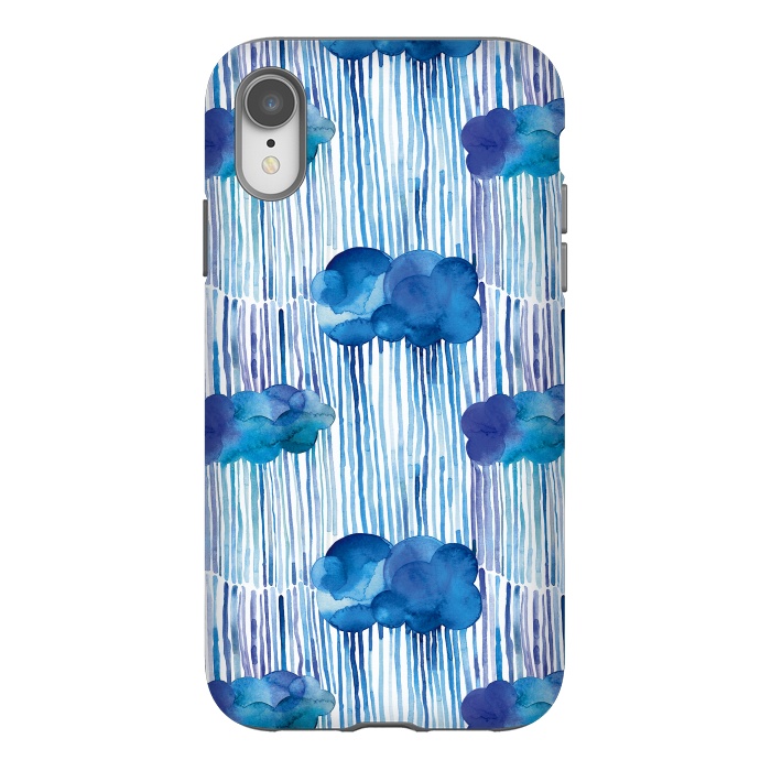 iPhone Xr StrongFit Raining Blue Clouds by Ninola Design