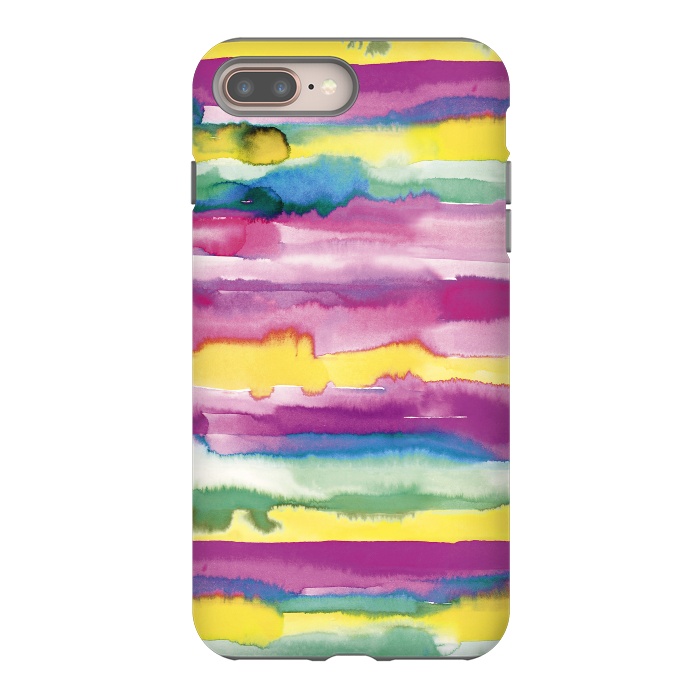 iPhone 7 plus StrongFit Gradient Tropical Watercolor Lines by Ninola Design