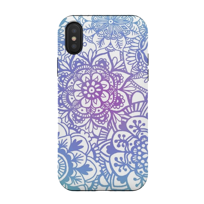 iPhone Xs / X StrongFit Pastel Purple and Blue Mandala Pattern by Julie Erin Designs