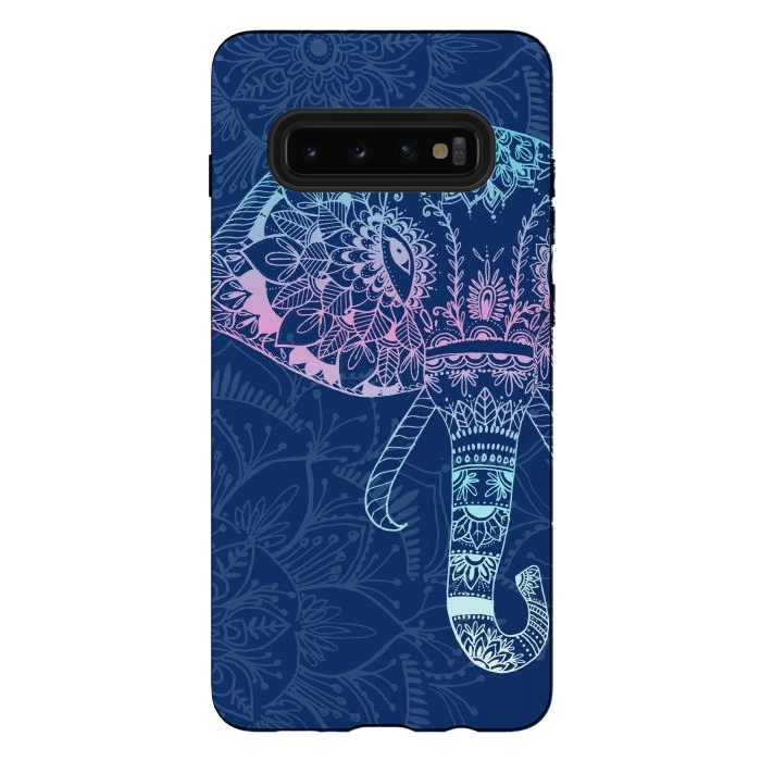 Galaxy S10 plus StrongFit Elephant Floral by Rose Halsey