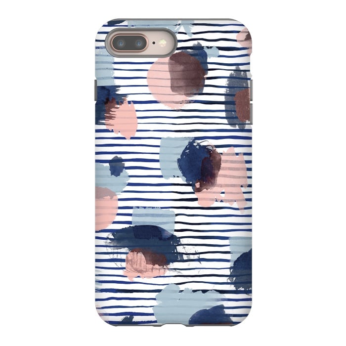 iPhone 7 plus StrongFit Watercolor Brush Marks Stripes by Ninola Design
