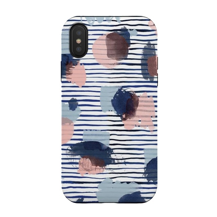 iPhone Xs / X StrongFit Watercolor Brush Marks Stripes by Ninola Design