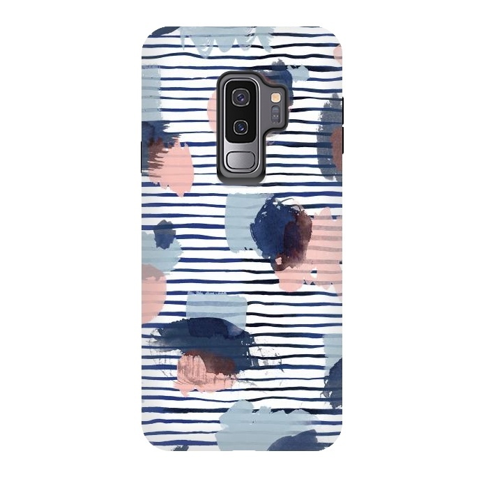 Galaxy S9 plus StrongFit Watercolor Brush Marks Stripes by Ninola Design