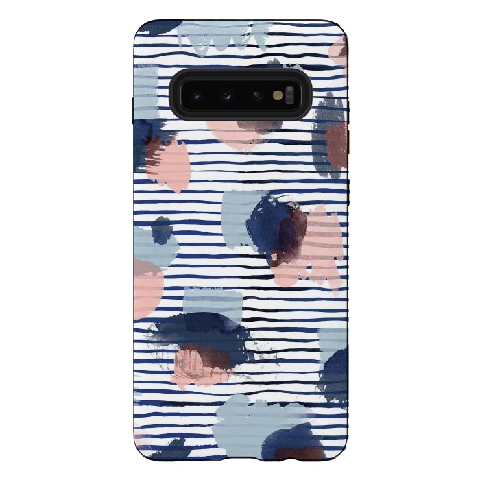 Galaxy S10 plus StrongFit Watercolor Brush Marks Stripes by Ninola Design