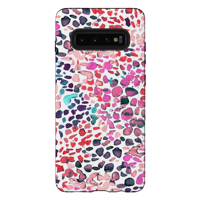 Galaxy S10 plus StrongFit Speckled Painting Pink by Ninola Design