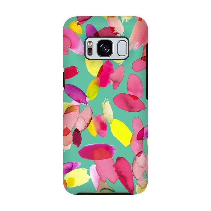 Galaxy S8 StrongFit Watercolor Petals Green by Ninola Design